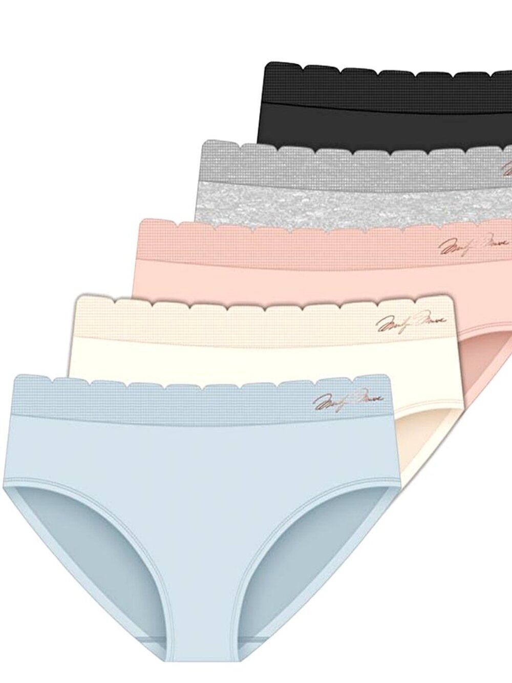 Marilyn Monroe Women's Laser Hipster W/Scalloped Edges Panties - Set of 5
